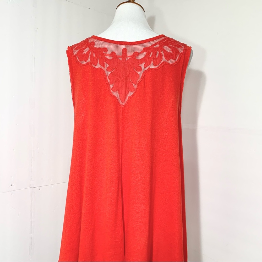 SOLD-Free People Lace Neck Red Sleeveless Swing Tunic - Picture 8 of 13
